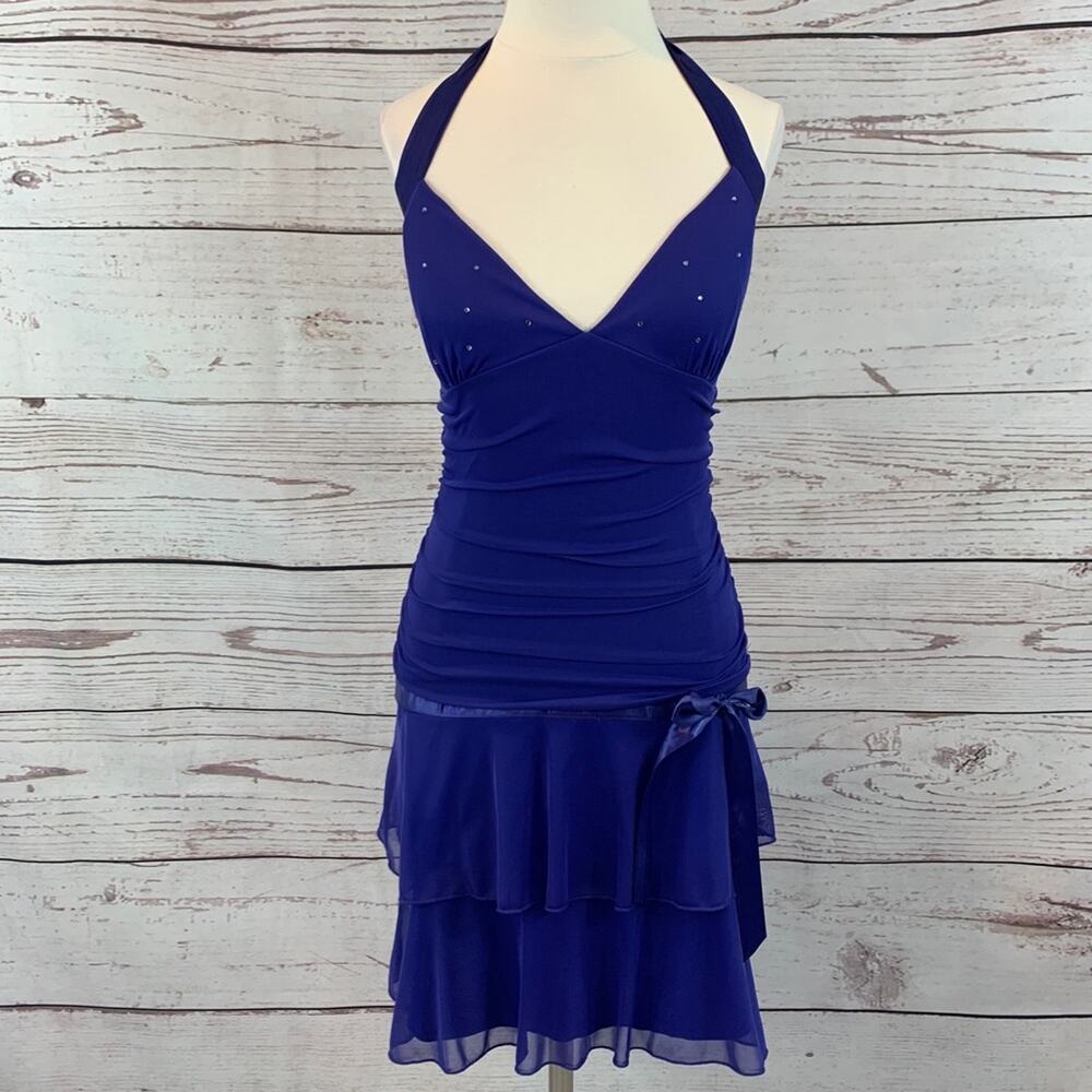 Taboo dark royal purple sequin bust halter